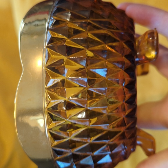 Indiana Amber Glass Diamond Point Candy Dish Bowl Vintage - Picture 4 of 5